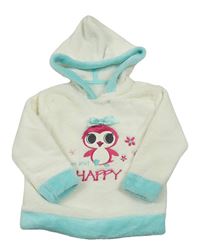 Smotanová chlpatá mikina s tučňákem a kapucňou Ergee