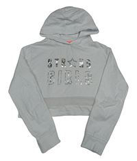 Biela crop ľahká mikina s nápisom a kapucňou C&A