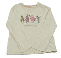 Krémové triko s květinami Primark