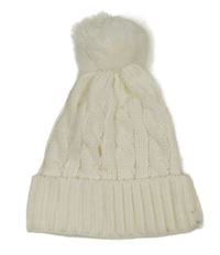 Smetanová pletená čepice s bambulí