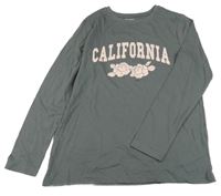 Tmavosivé tričko s růžemi a nápisom Primark