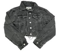 Antracitová rifľová crop bunda s vyšúchaním New Look