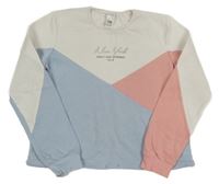 Smetanovo-světlemodro-růžová mikina s nápisem C&A