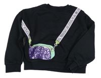 Čierna mikina s ledvinkou s flitrami Nutmeg