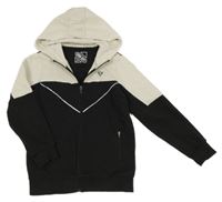 Světlebéžovo-černá propínací mikina s kapucí Matalan