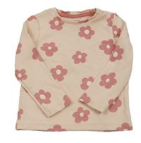 Růžové květované žebrované triko Nutmeg