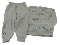 2set - Šedá melírovaná mikina s nápisy + tepláky Air Jordan