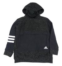 Černá melírovaná pletená mikina s šusťákem a kapucí Adidas