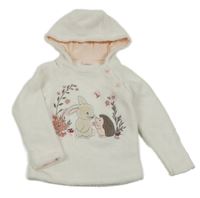 Smotanová chlpatá mikina so zvířaty a kapucňou