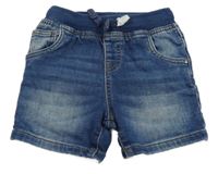 Modré teplákové rifľové kraťasy s úpletovým pasom Matalan