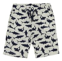 Bílé plátěné kraťasy se žraloky H&M