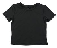 Černé sportovní crop tričko H&M