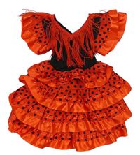 Kockovaným - Červeno-čierne bodkovaná é šaty s volánikmi a strapcemi