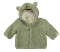 Khaki huňatý podšitý kabátek s kapucňou