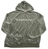 Sivá zamatová mikina s nápisom a kapucňou shein