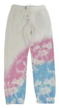 Nové - Bílo-růžovo-modré vzorované tepláky Zara