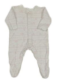 Bielo-ružový vzorovaný bavlnený overal s králíčky George