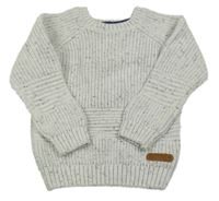 Sivý melírovaný sveter s nášivkou F&F