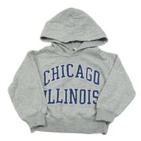 Sivá melírovaná mikina s nápisom a kapucňou H&M