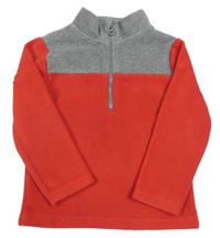 Červeno-sivá fleecová mikina