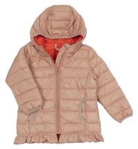 Světlerůžová šusťáková prošívaná zateplená bunda s kapucí S. Oliver