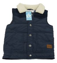 Nové - tmavomodrá šusťáková zateplená vesta Matalan