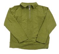 Olivový ľahký sveter s golierikom Next