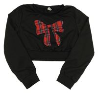 Čierna ľahká crop mikina s mašlou shein