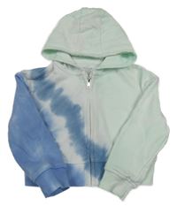 Mintovo-modrá prepínaci batikovaná mikina s kapucňou Primark