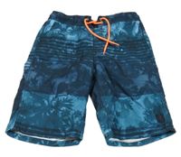 Petrolejové plážové kraťasy s palmami 