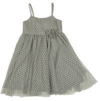 Šedé puntíkaté tylové šaty s 3D květem H&M