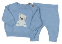 2set - Svetlomodrý sveter s medvědem + pletené tepláky Nutmeg