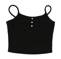 Čierny rebrovaný crop top Shein