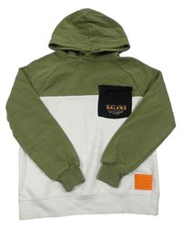 Kaki-biela mikina s kapucňou H&M