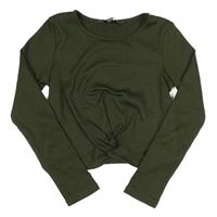 Khaki rebrované crop tričko Primark