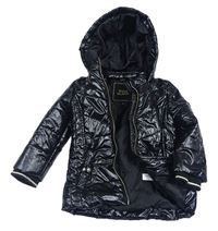 Čierna lesklá šušťáková zimná bunda s kapucňou River Island
