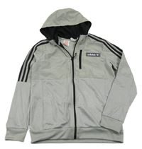 Světlešedo-černá propínací thermo mikina s kapucí Adidas
