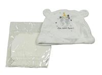 2set - Bílá čepice se zvířátky + rukavice Next