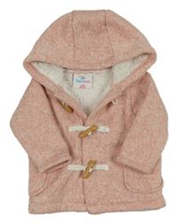 Růžový melírovaný pletený zateplený kabátek s kapucňou Topomini