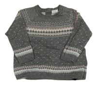Šedo-bílo-růžový vzorovaný svetr H&M