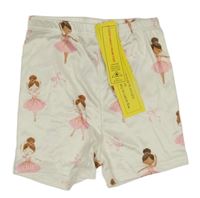Nové - Biele elastické kraťasy s baletkami Shein