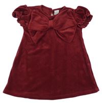 Vínové zamatové šaty s mašlou H&M