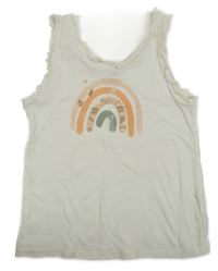 Smotanový top s dúhou a volánikmi H&M