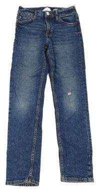 Tmavomodré slim fit rifle s vyšúchaním H&M