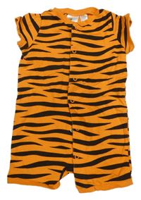 Oranžovo-černý pruhovaný kraťasový overal H&M