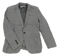 Šedé melírované lněné podšité sako H&M
