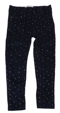 Tmavomodré elastické manšestráky so srdiečkami Denim Co.