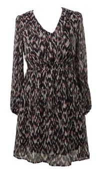 Dámské černo-růžové vzorované žoržetové šaty Papaya 