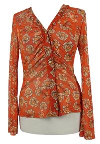 Dámska červená kvetovaná tylová blúzka Shein