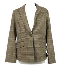 Dámske béžovo-ružovo-tmavomodré kockované vlnené sako TU